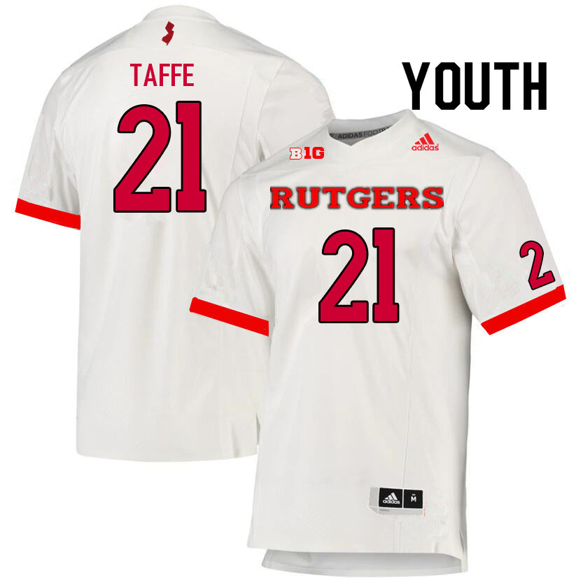 Youth #21 Adrian Taffe Rutgers Scarlet Knights College Football Jerseys Sale-White